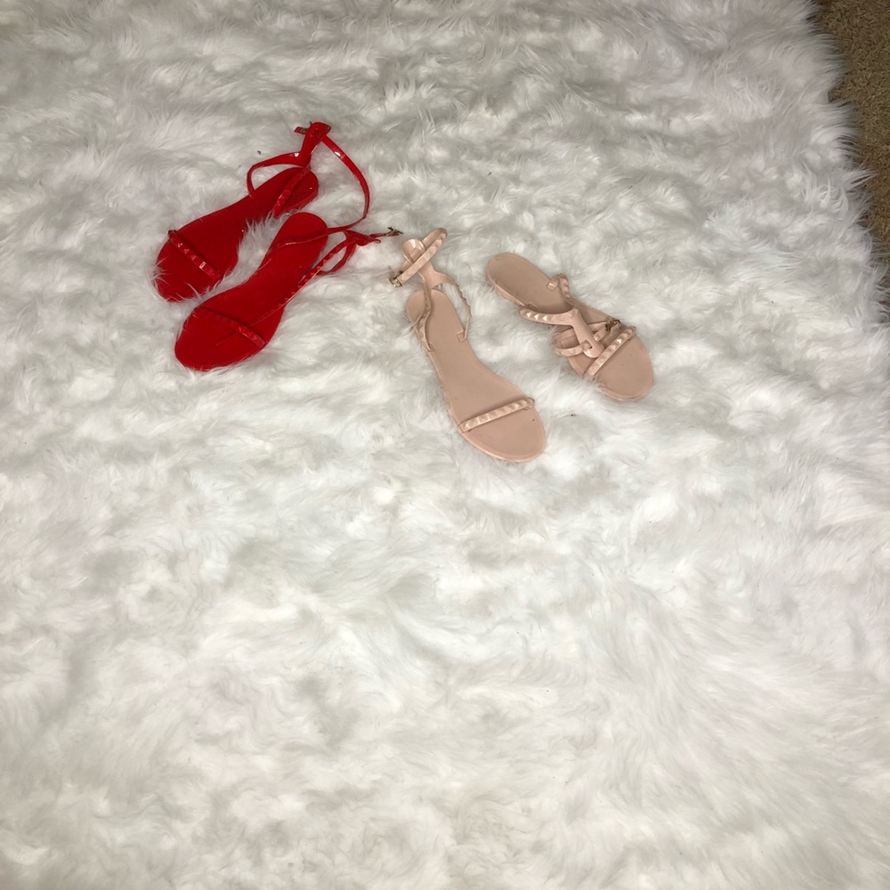 Nude and Red Studded Sandals Bundle